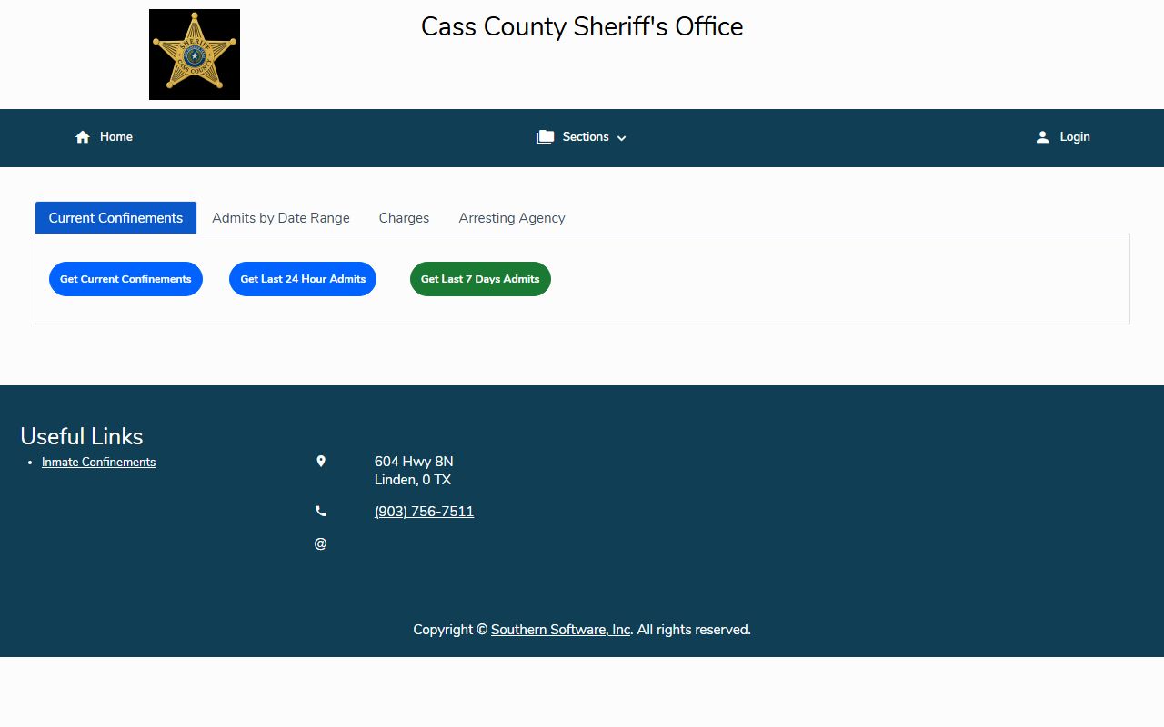Cass County Law Enforcement and Justice Center inmate confinement search portal