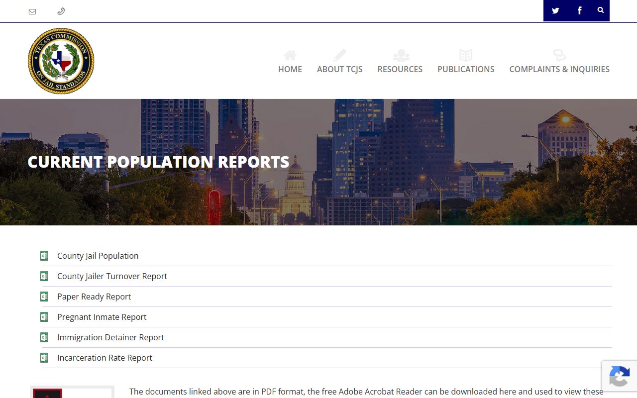 Texas Commission on Jail Standards population reports for Cass County jail capacity and inmate population